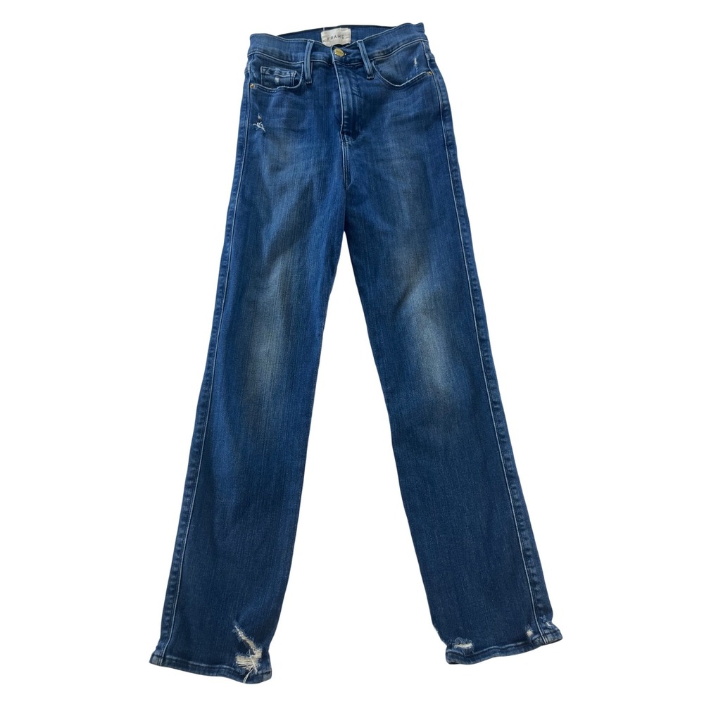 FRAME Le Sylvie Crop Jeans Women's Size 25 Distressed Dark Wash‎ Denim
